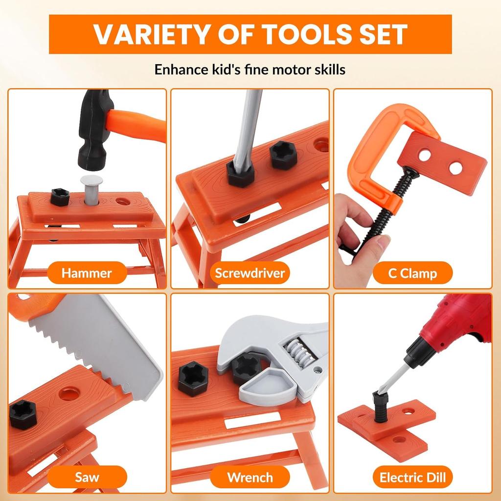 Tool Set Toy for Kids 39/42 PCS Pretend Play Toddler Construction Toy, Includes Toy Sets, Gift for 2 -13 Years Old Boys Girls