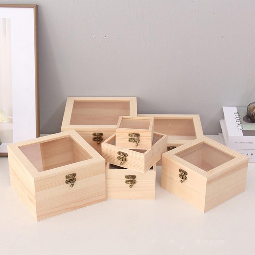 Personalizable Wooden Square Box for Crafts Gifts and Jewelry Storage