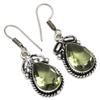 Green Amethyst Gemstone Handmade Gift For Her Silver Jewelry Earrings 1.5"