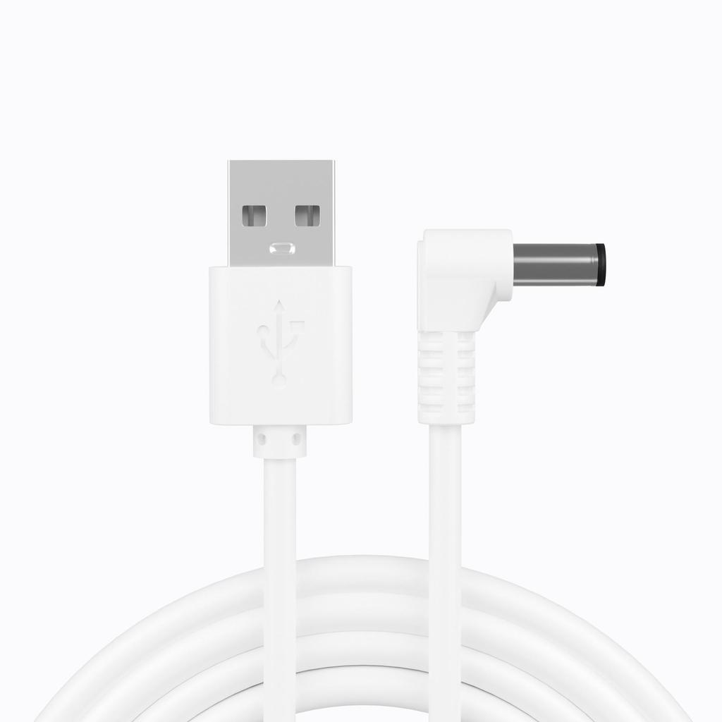 Кабель питания USB папа - DC 5.5x2.1мм угловой для зарядки маленького вентилятора и настольной лампы