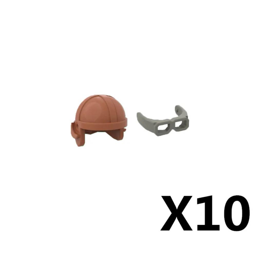 MOC Medieval Soldier Building Blocks King Beard Military Helmet Scarf Goggles Belt Cowboy Hat Duck Cap Mini Toys Brick Gift K042