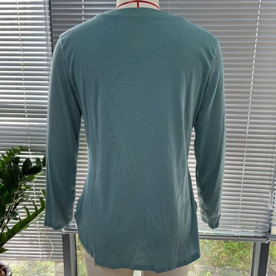 Осенний однотонный пуловер с круглым вырезом и длинным рукавом, женская футболка, весенняя повседневная базовая рубашка, женские топы