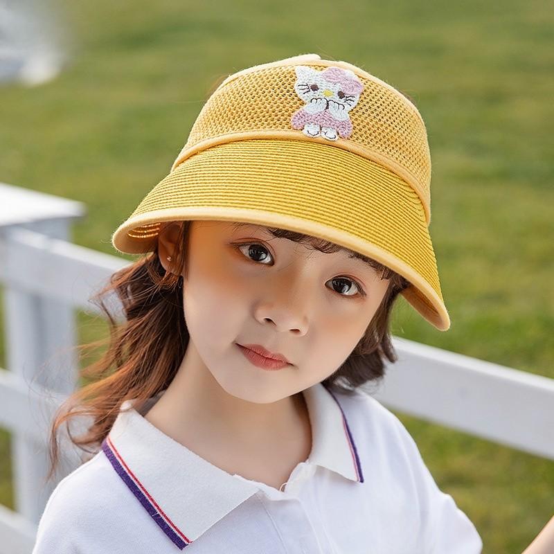 Summer Kid Breathable Sun Hat Wide Brim Cartoon Bear Sunshade Outdoor Activities