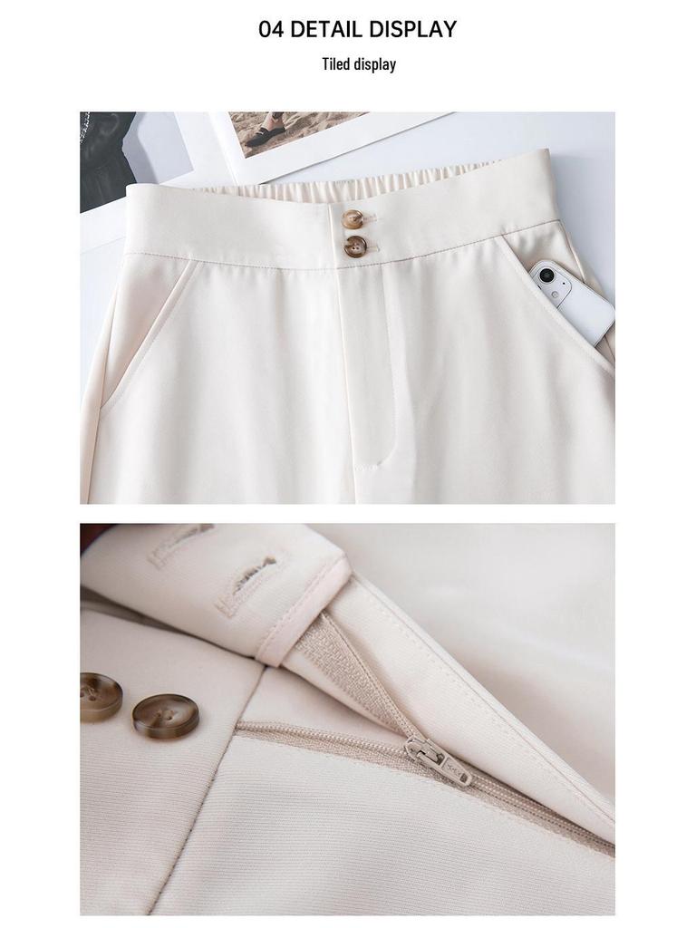 Женские брюки с высокой посадкой и широкими штанинами - Весенняя коллекция 2025, Высококачественная драпировка, Повседневные брюки прямого кроя