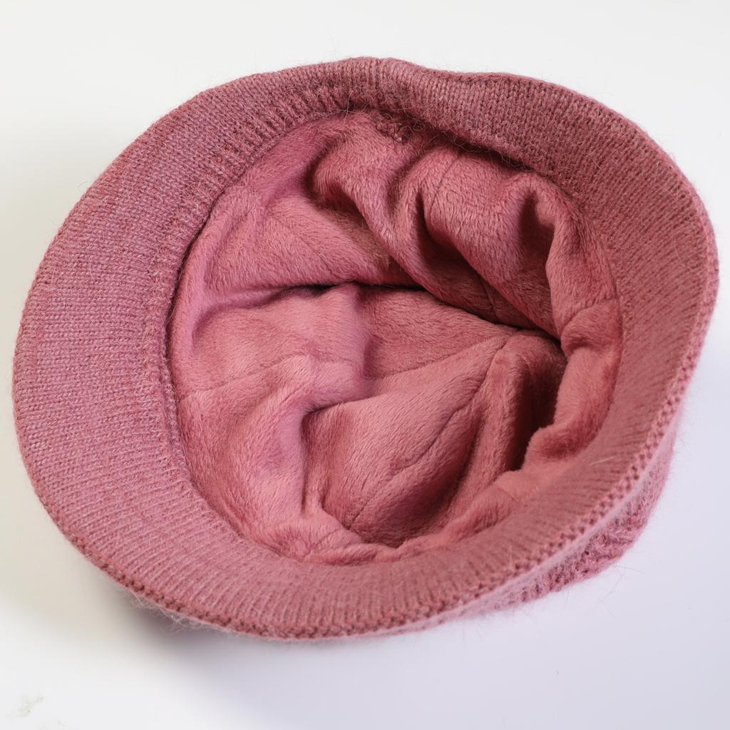 New Women's Knitted Bucket Hat Autumn and Winter Flowers Fashion Plus Velvet Thick Warm Hat