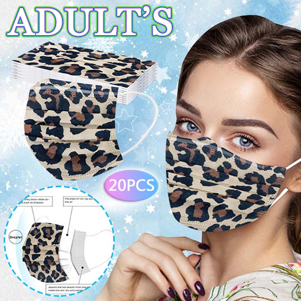 Трехслойная одноразовая пыленепроницаемая защитная маска с леопардовым принтом для взрослых