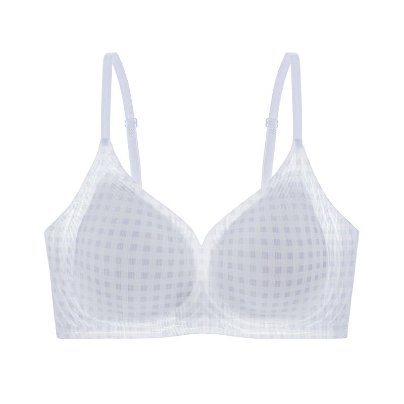 Ice Silk Seamless Underwear Breathable Thin Skin-friendly Breast Summer Antibacterial Ultra-thin Small Breasts Gathering Hole Cup Bra