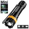 50W Portable Mini LED Flashlight Zoomable Tactical Torch Long Range Spotlight 3Mode Camping Lantern Outdoor Emergency ABS Floodlight