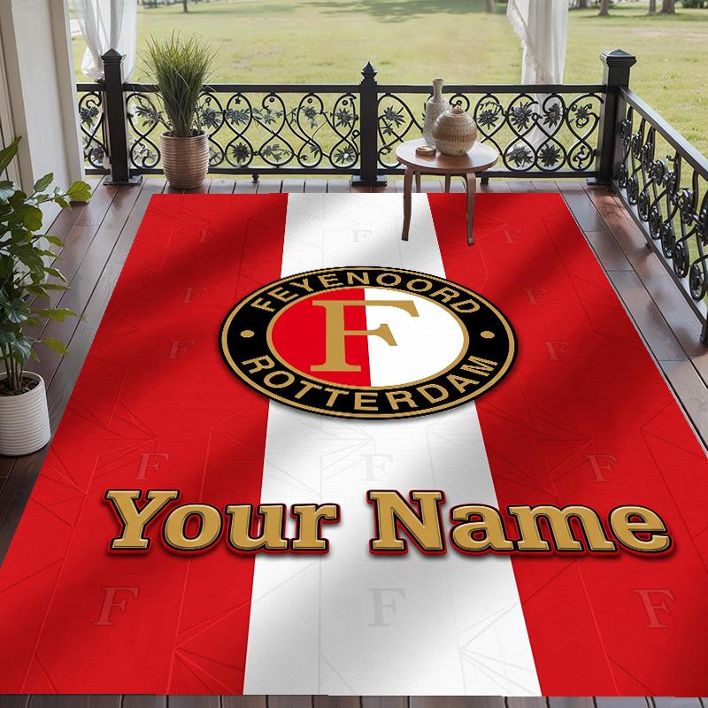 Custom Text Printed Rug Feyenoord Non Slip Floor Carpet For Home Room Decor