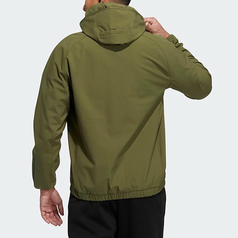 Adidas Three-Stripe Logo Sports Hooded Jacket Men Outerwear Olive H40882