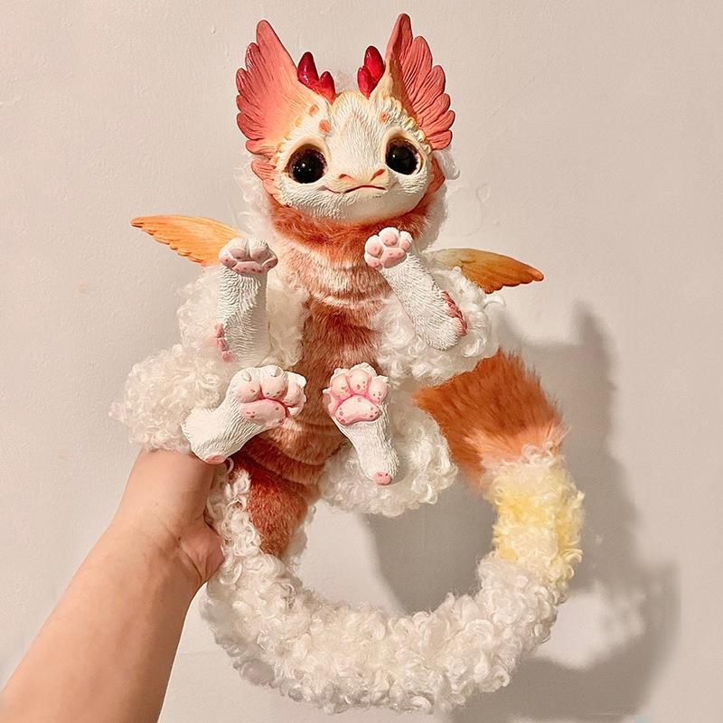 Фэнтезийное существо с рогом летающего дракона, плюшевая кукла, латексные украшения, кукла-дракон