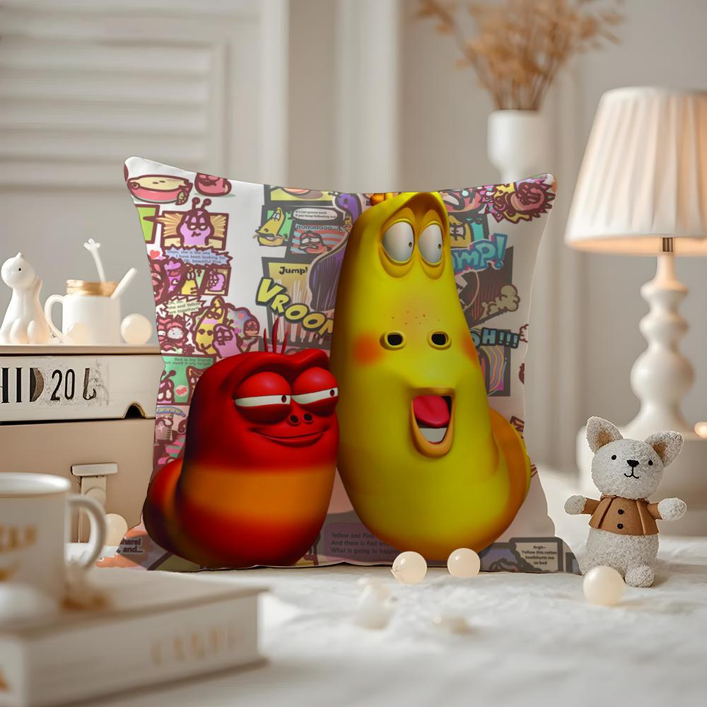 Anime LLarva Funny Cushion Cover Antidustmite Pillowcase Invisible zipper silky short plush Sofa cushion cover