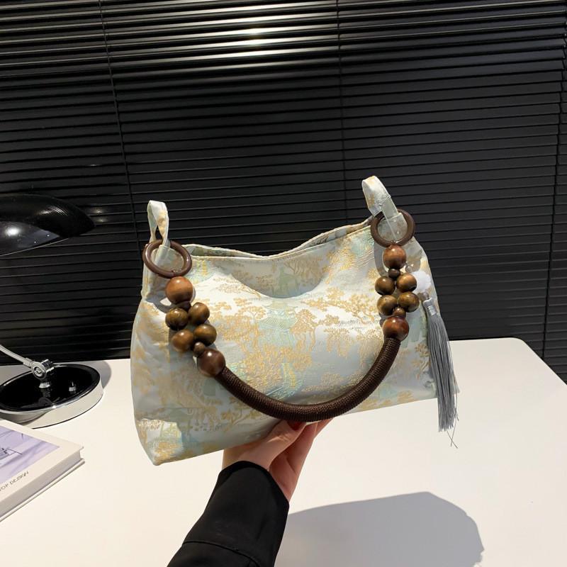 Стильная шелковая жаккардовая сумка-тоут для женщин с элегантным винтажным дизайном в розовом, желтом и белом цветах