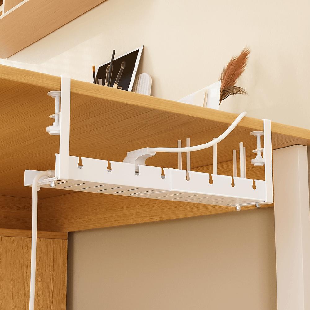 No Drilling Retractable Cable Storage Rack Space Saving Metal Cable Tray  for Home