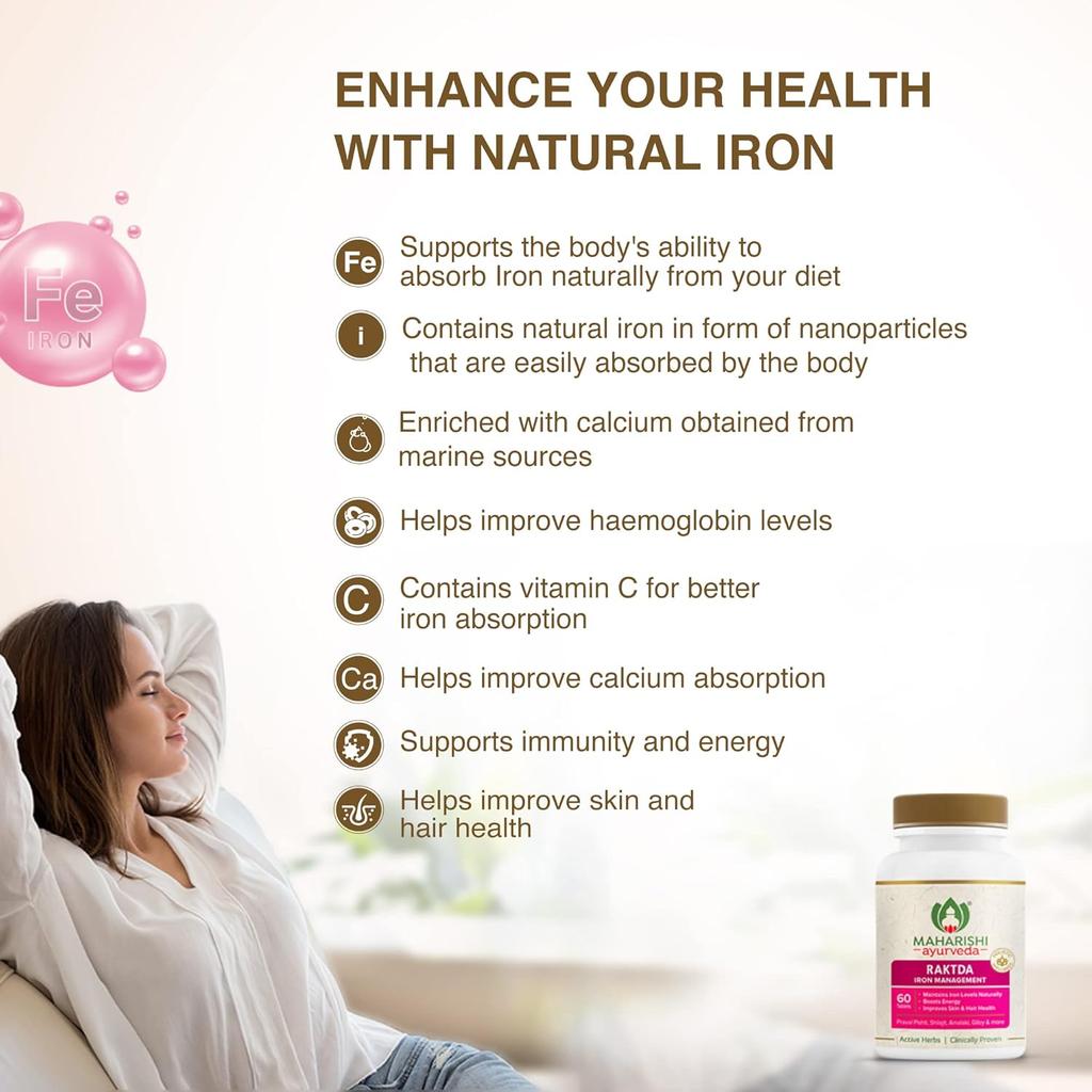 Maharishi Ayurveda Таблетки Raktda Iron Management для мужчин и женщин - упаковка из 2-60 таблеток