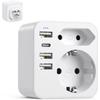 Adaptateur - Septseven - 6 En 1 - 3 USB + 1 Type C - Compatible USA Canada - Compact