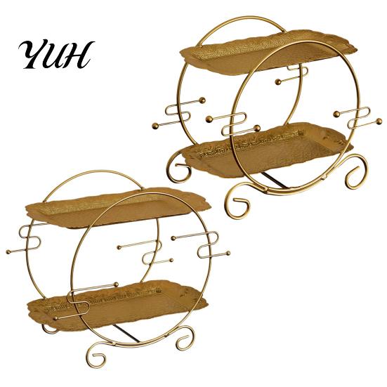Skincare Storage Display Double Layer Vanity Makeup Organizer, Desktop Rack, Staggered Shelf for Bathroom Cosmetic Brush Perfume Rack Dresser,