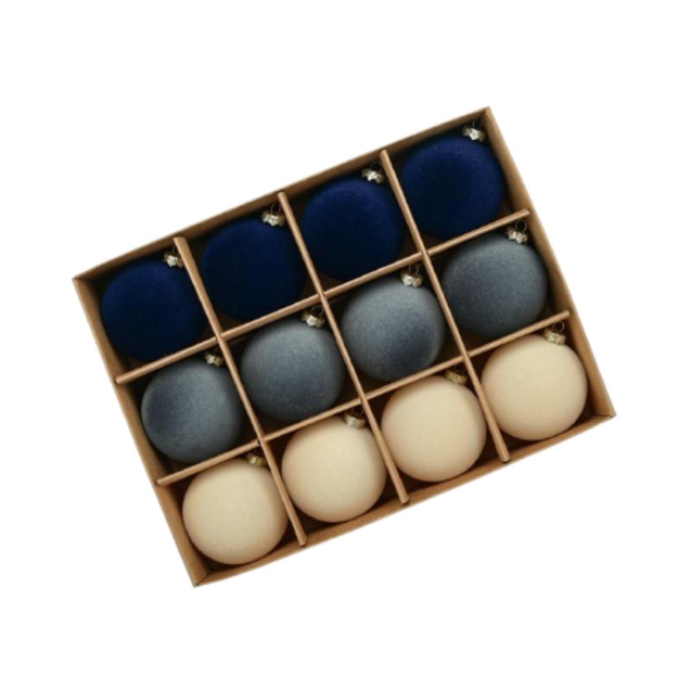 12 шт. Флокированные елочные шары, украшения 6 см, подвесные украшения для рождественской елки, домашние новогодние подарки