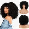 African Descent Lady Short Curly Hair Wig with Bangs African Synthetic High Temperature Fiber Wig Black Cosplay Party Daily Wig