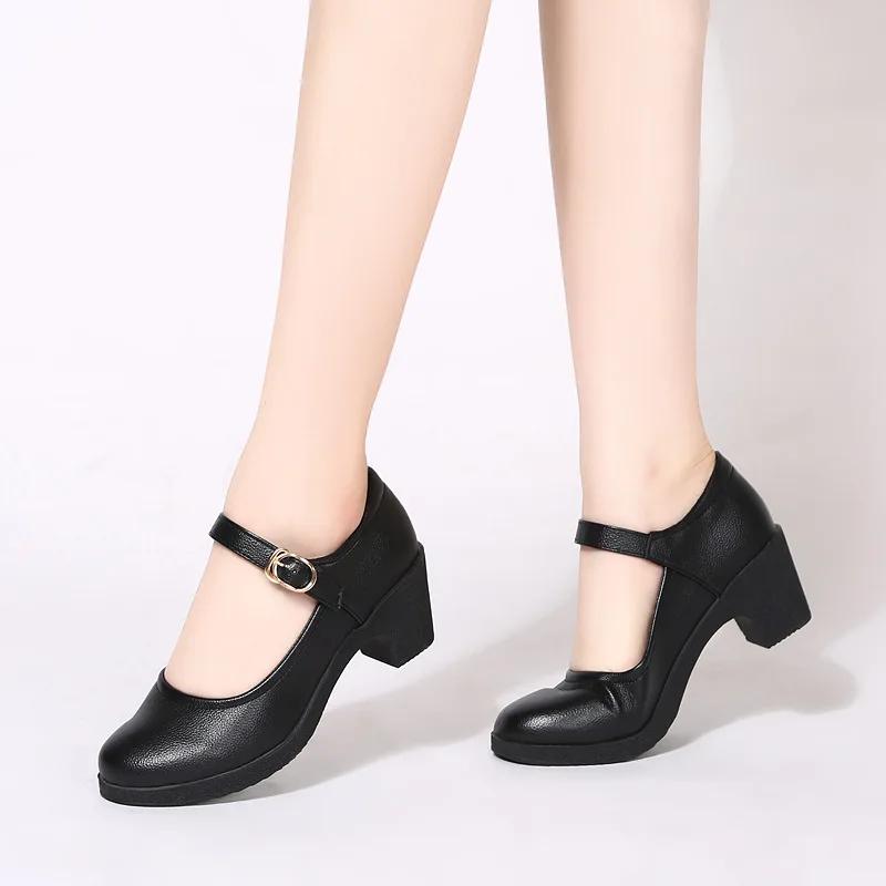 2024 Новые туфли на танкетке, женские туфли, ретро, с круглым носком, пряжкой, высокие каблуки, новые, на толстой подошве, женские повседневные туфли в студенческом стиле, Zapatos