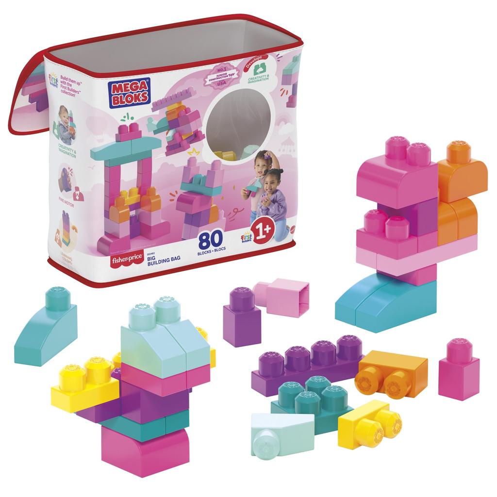 MEGA Mega Blocks for Ages 1 and 80 Block Pink Number of Pastel DCH62 for Ages 1 and Up Up, Pack, Blocks, Educational/learning Toy, Pieces 80,
