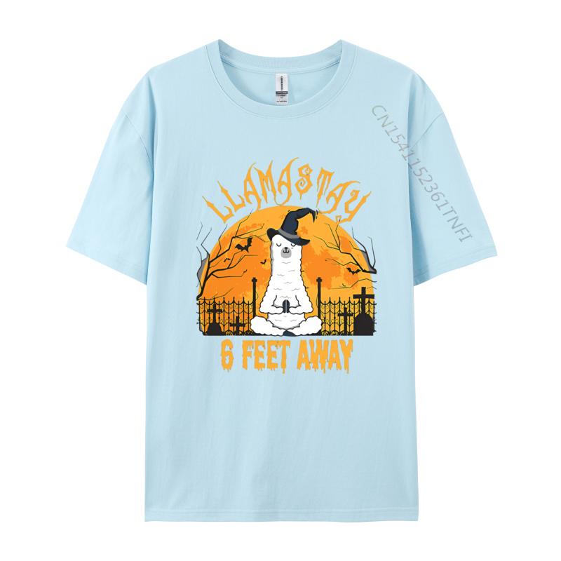 Llamastay 6 Feet Away Halloween Llama Tshirts Cute T Shirt Hiphop TShirts For Unisex Streetwear Cotton