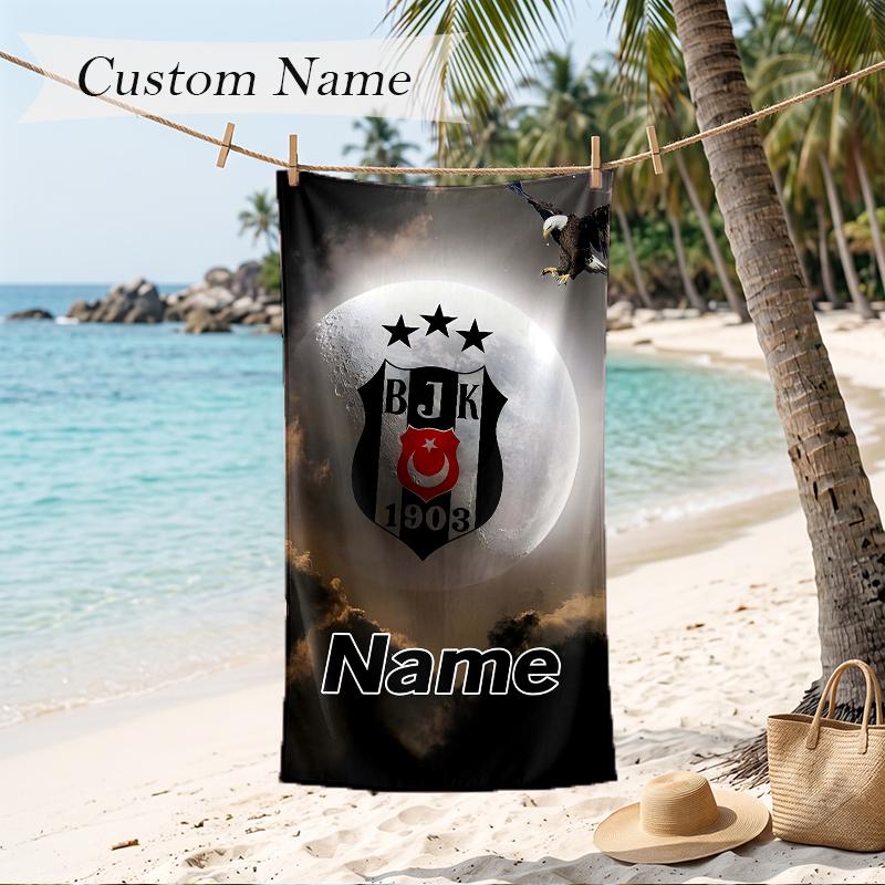 BJK FC Custom Name Printed Beach Towel Personalized Soft Towel For Swimming Beach Travel