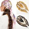Retro Neckerchief Female Silk Shawl Satin Square Scarf For Women New Headband Print Foulard Hijab Wraps Hair Bands Bandana
