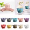 50Pcs Paper Cupcake Wrappers Lace Hollow Cut Easy Assemble Non-Stick Muffin Baking