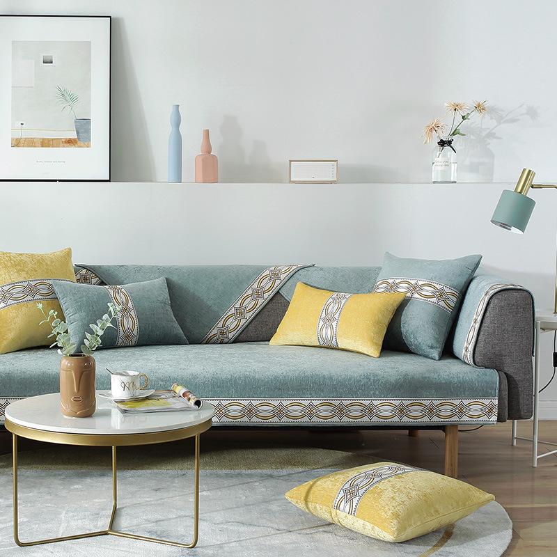 Четыре сезона диванная подушка Полотенце Универсальное кожаное синельное жаккардовое белое чехлы для диванов с вышивкой по краям Современные простые нескользящие