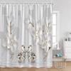 Luxury Gold White Floral Shower Curtain Rose Butterfly Cherry Blossom Modern Art Flower Polyester Fabric Bathroom Curtains Decor