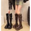 Over The Knee Long Boots Women Winter , New Style With Belt Buckle, Handsome Height Increasing Tube Thick Soled Knight Boots