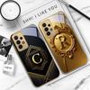 Великолепная золотая буква "R" Для Samsung A 01 52S A04 A05S A10 A12 13 22 23 24 36 42 M02 Note 10 20Ultra 8 9 Золотой стеклянный чехол для телефона