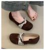 Flat-bottomed Retro Mary Jane Shoes Women's Shoes Spring and Summer New Suede White Light Mouth Word Belt with Skirt Single Shoes