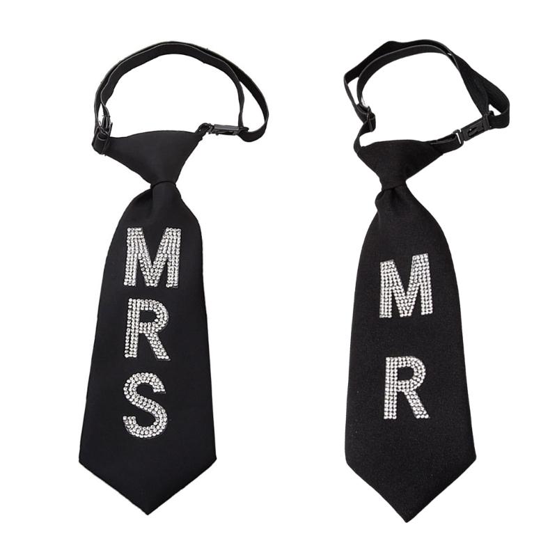 Блестящий галстук-бабочка с готовым узлом, украшенный буквами MR MRS и стразами, для мужчин и женщин, на свадьбы, фестивали, диско-вечеринки