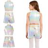 Kids Girls Hunter Singer Costume Metallic Gloss Sleeveless Tank Top Belt Waist Chain Shorts Halloween Cosplay Party Fancy Outfit
