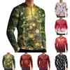 Men's Casual Button-Down Sweatshirt Fashion Printed Long Sleeve Shirt Pullover