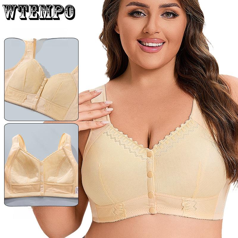 Тонкая чашка спереди с пуговицами для среднего и пожилого возраста нижнее белье женское кружево без стального кольца жилет стиль бюстгальтер больших размеров