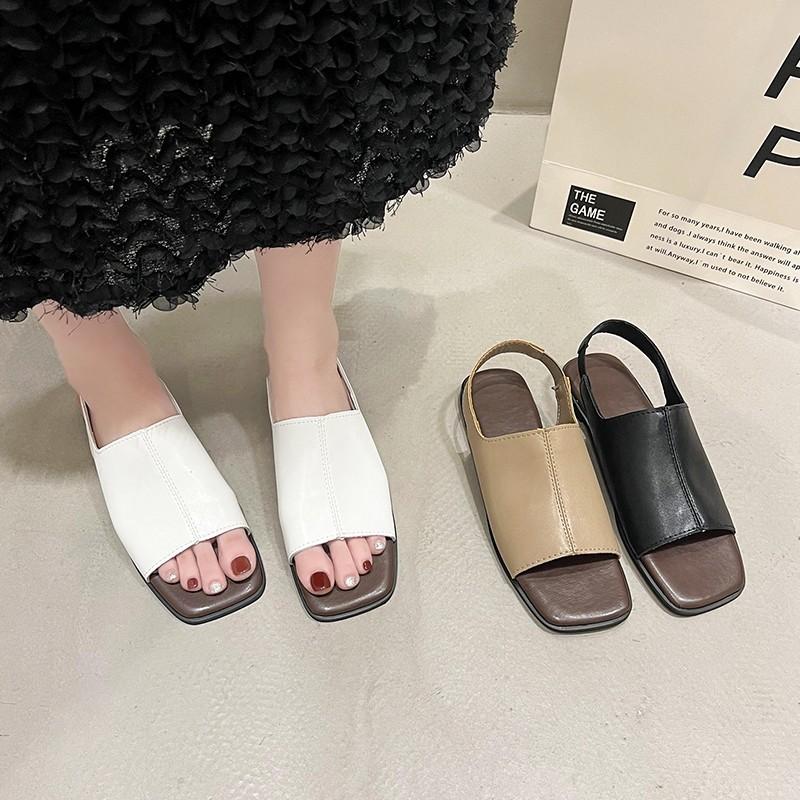 2025 лето новая мода сандалии на плоской подошве с одним ремешком женская обувь с открытым носком корейская версия ретро повседневная модная женская обувь