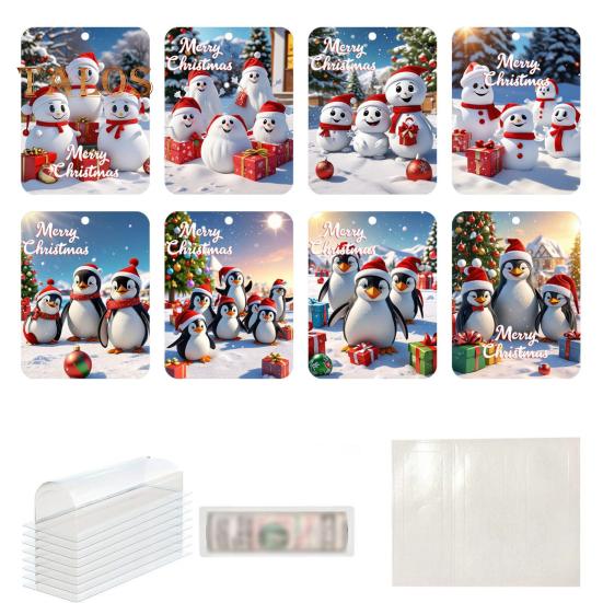 8 шт. рождественские украшения для держателей денег с двухсторонним скотчем, мультяшный узор, дизайн, рождественский декор, подвески