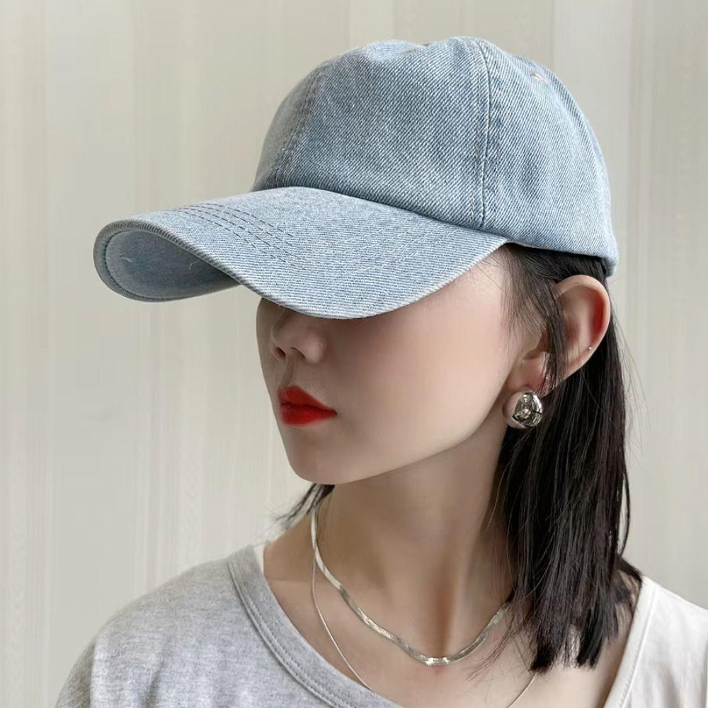 Однотонная шляпа от солнца в корейском стиле, повседневная джинсовая бейсболка для отдыха на природе