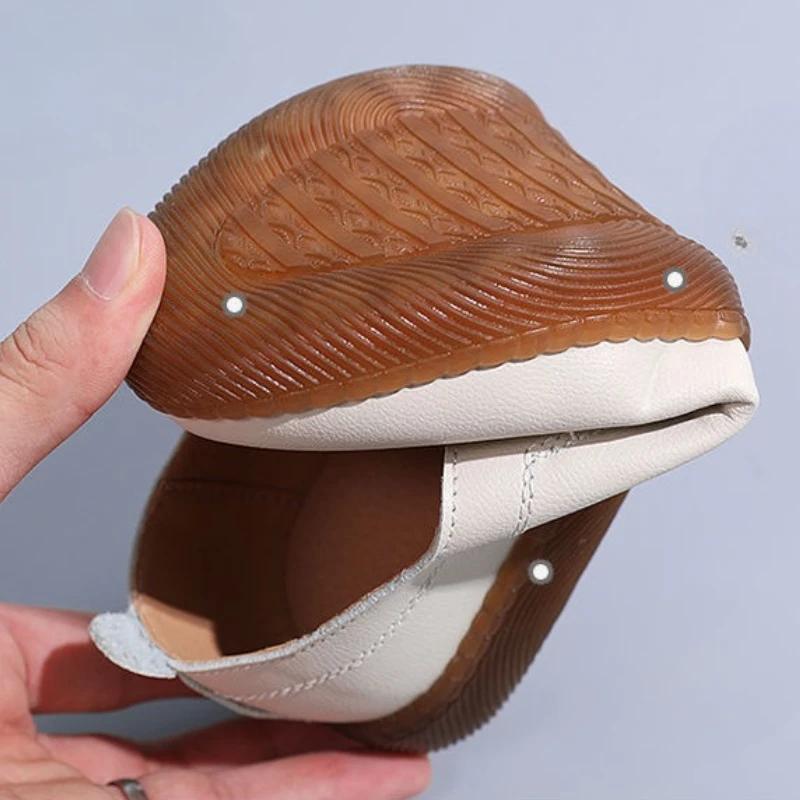 Spring White Leather Women Shoes Flat Mother Shoes Women Summer Tendon Soft Sole Casual Sneaker Slip-on Lazy Shoe Tenis De Mujer