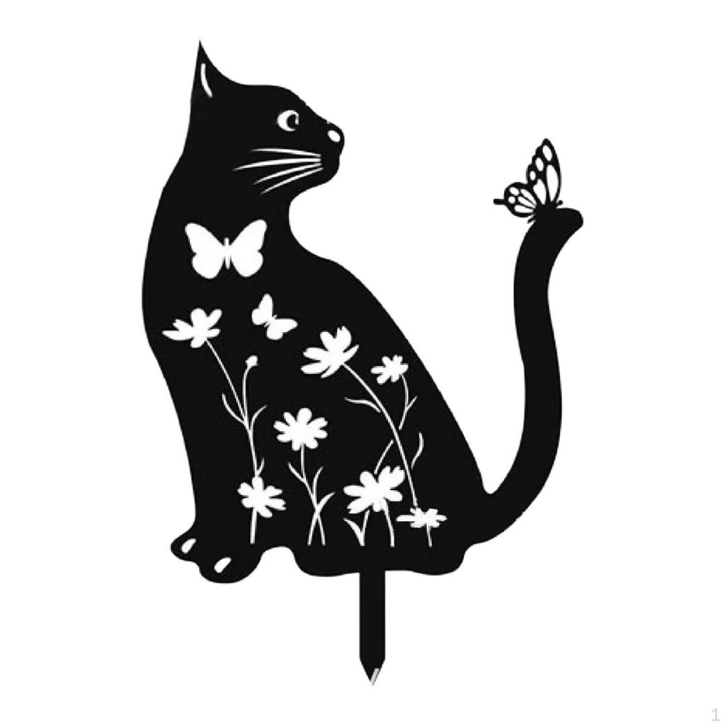 Cat Decorative Garden Stake Lawn Ornament Gift Outdoor Animal Decor Silhouette Yard for Festival