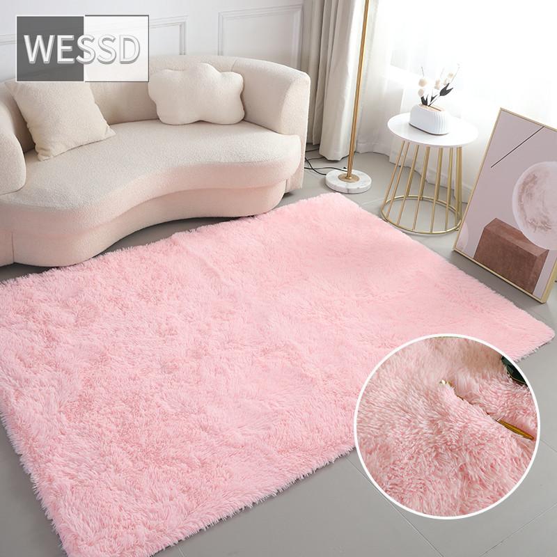 Фиолетовый плюшевый коврик для детской комнаты, большой однотонный длинный коврик для волос для гостиной, спальни, мягкий нескользящий коврик