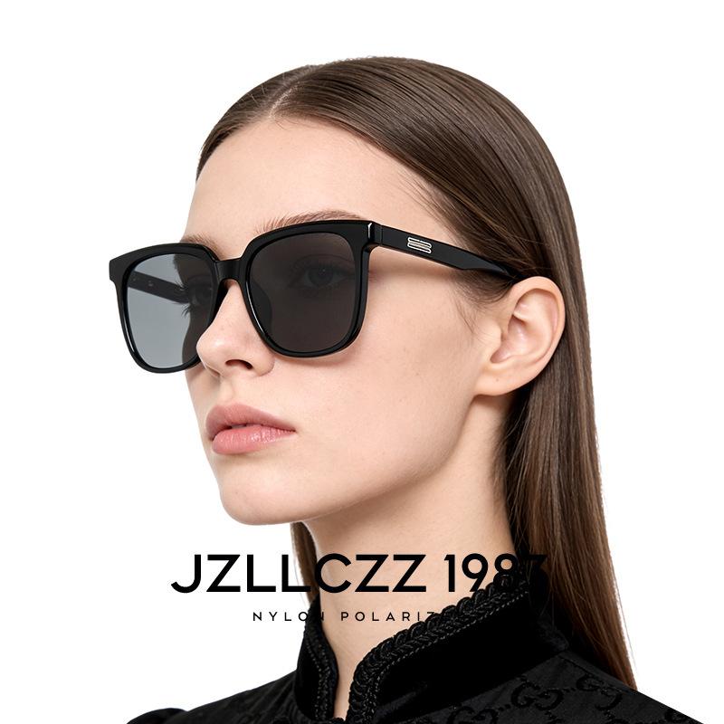 Fashionable large-frame sunglasses for women, face-slimming nylon polarized sun glasses, UV protection, new trendy style