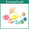 Rainbow Wooden Tower Stacking Toy Kids Colors Number Recognition Puzzle Game