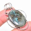 Natural Labradorite Gemstone Handmade 925 Sterling Silver Pendant 1.97" C8g12