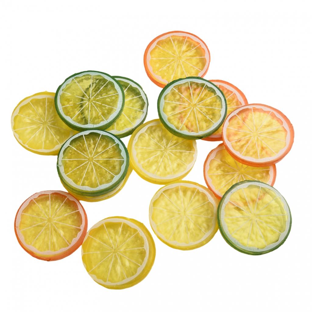 Assorted Color Artificial Lemon Slices Plastic Fake Lemon Slices