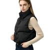 Women S Vintage Simple Versatile Stand Collar Sleeveless Short Down Cotton Vest With Drawstring Waist