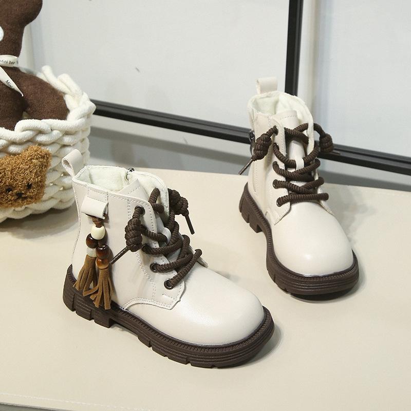 Ботинки для мальчиков и девочек 2025 осень и зима новые ботинки Мартин на мягкой подошве детские ботинки принцессы короткие ботинки кожаные ботинки высокие одноклассники